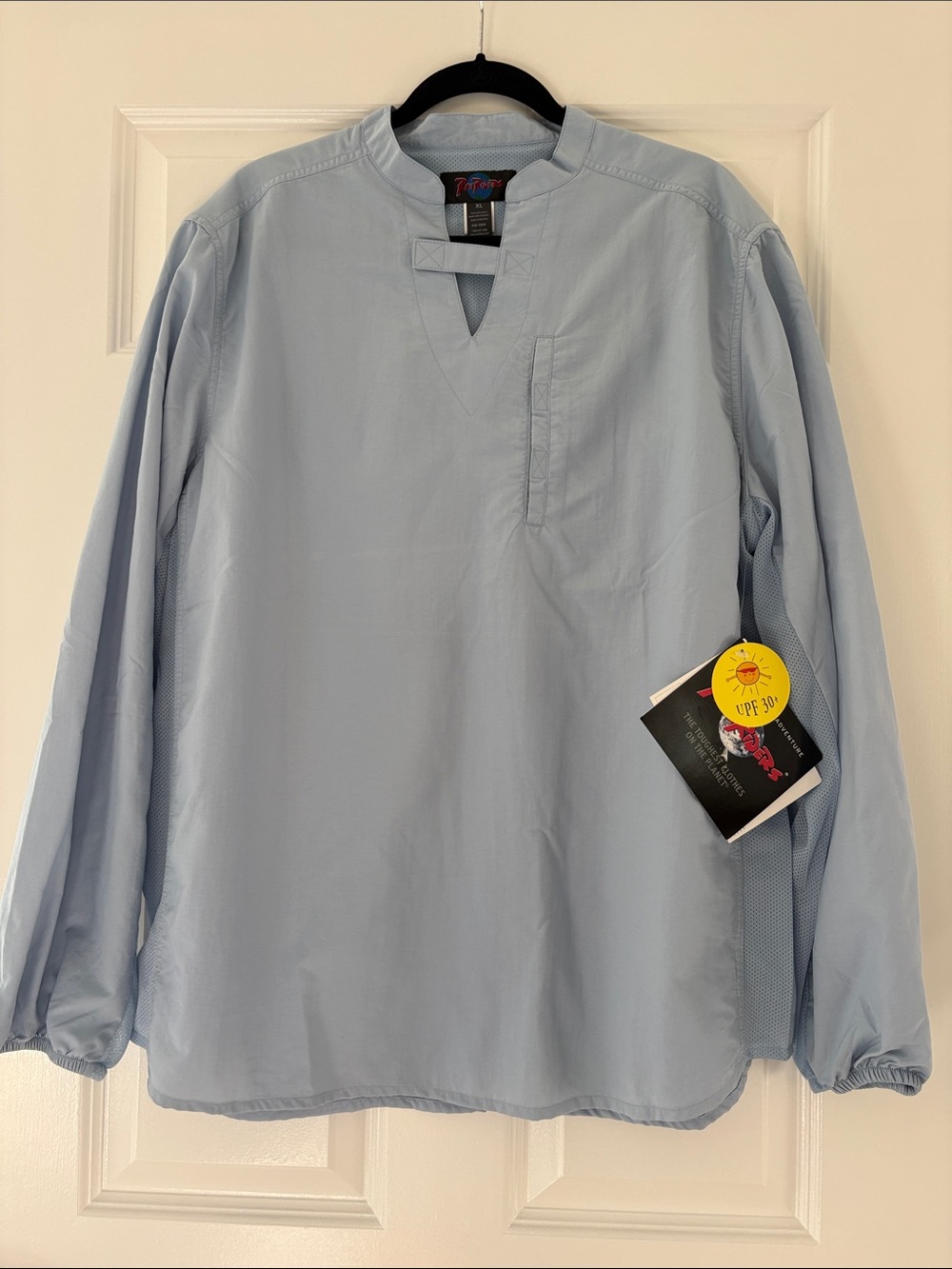 Men's Light Blue Long-Sleeve Pullover Shirt Hiking Adventure by Rail Riders